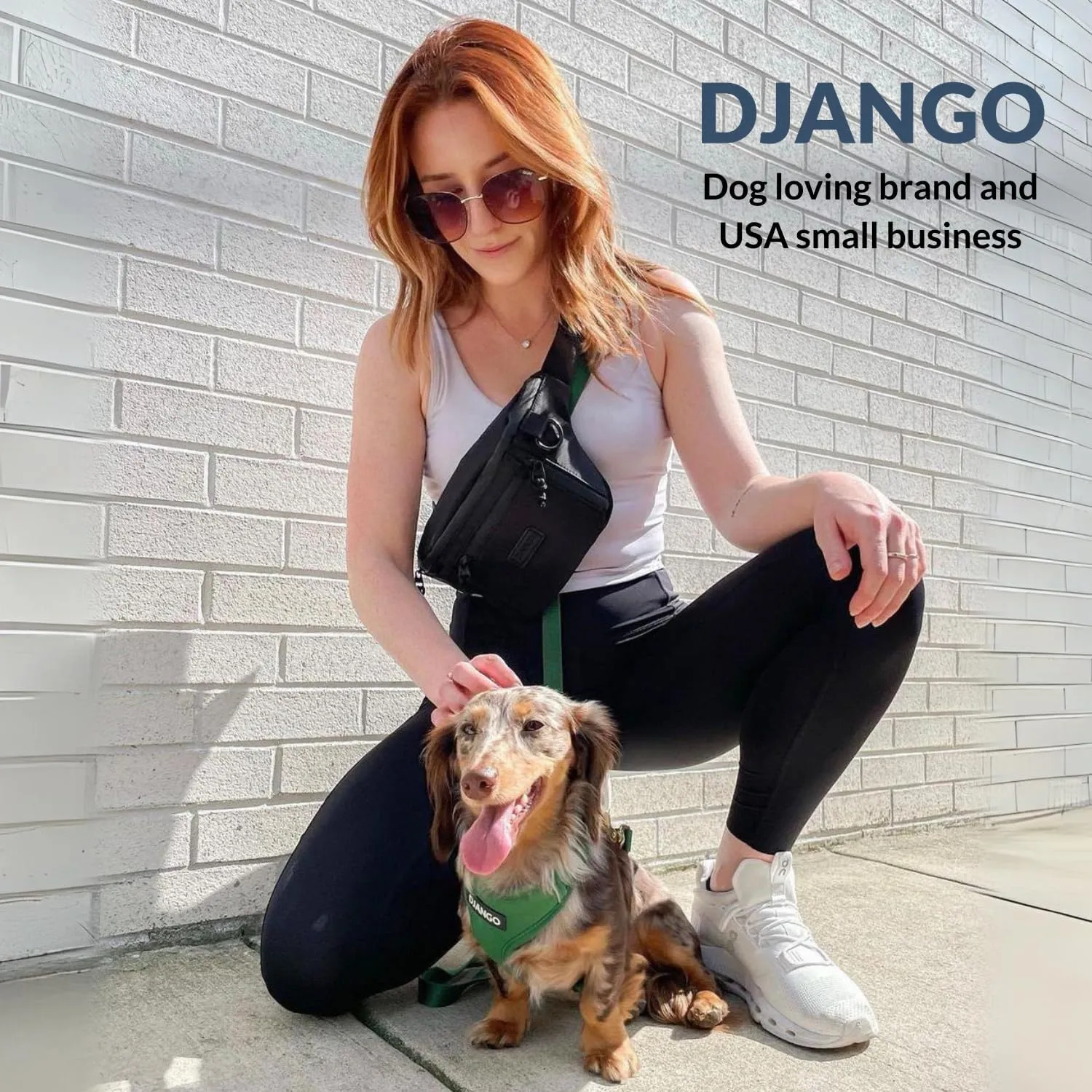 DJANGO Nolita Belt Bag - Modern Crossbody Bag for Women - Dog Walking Crossbody Fanny Pack for Women and Dog Parents with Multiple Compartments - Crossbody Travel Bag with Adjustable Strap (Black)
