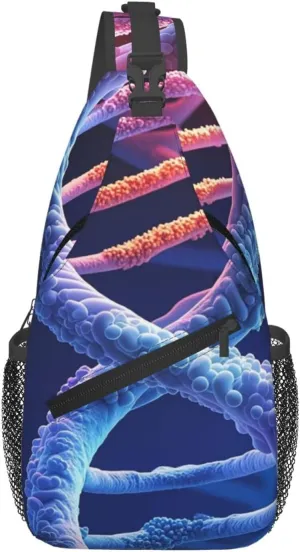 DNA Genetic Helix Sling Backpack Cross Chest Bag Travel Crossbody Bags for Men Women Fashion Daypack