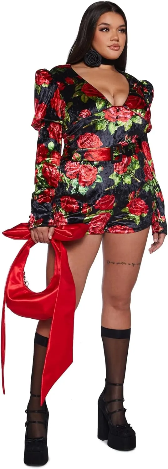 Dolls Kill Lady Royal Shoulder Bag by Sugar Thrillz – Satin Purse with Rhinestone Ribbon Handle & Heart Accent, One Size