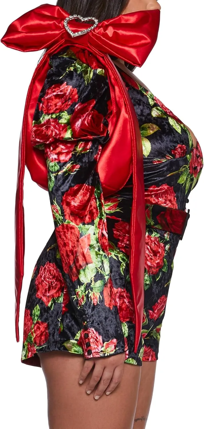 Dolls Kill Lady Royal Shoulder Bag by Sugar Thrillz – Satin Purse with Rhinestone Ribbon Handle & Heart Accent, One Size