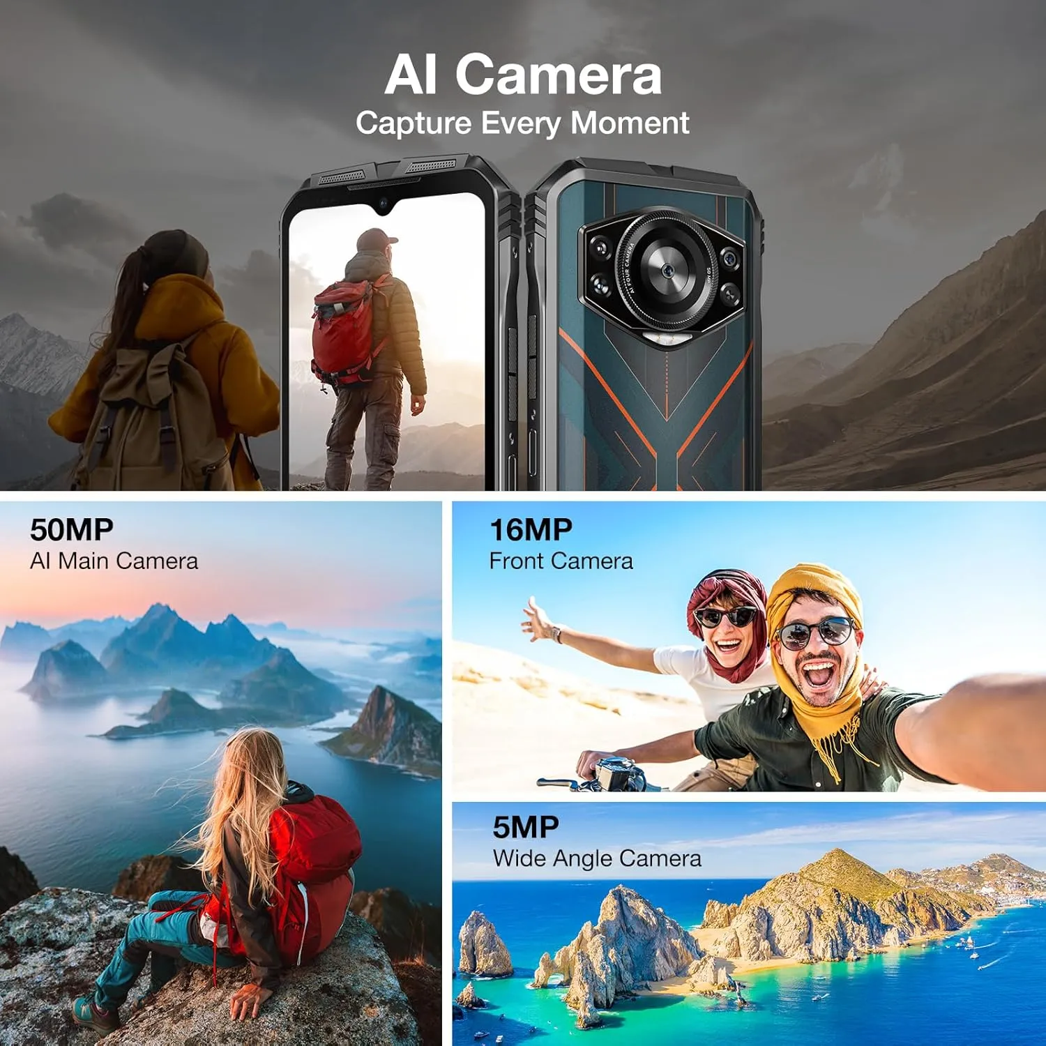 DOOGEE S Cyber Rugged Smartphone Android 14, 10800mAh Battery Rugged Phone, 20GB RAM   256 ROM Outdoor Waterproof Unlocked Phone, 6.58" FHD IPS Waterdrop Screen, 50MP AI Camera/Dual SIM/OTG/GPS,Red