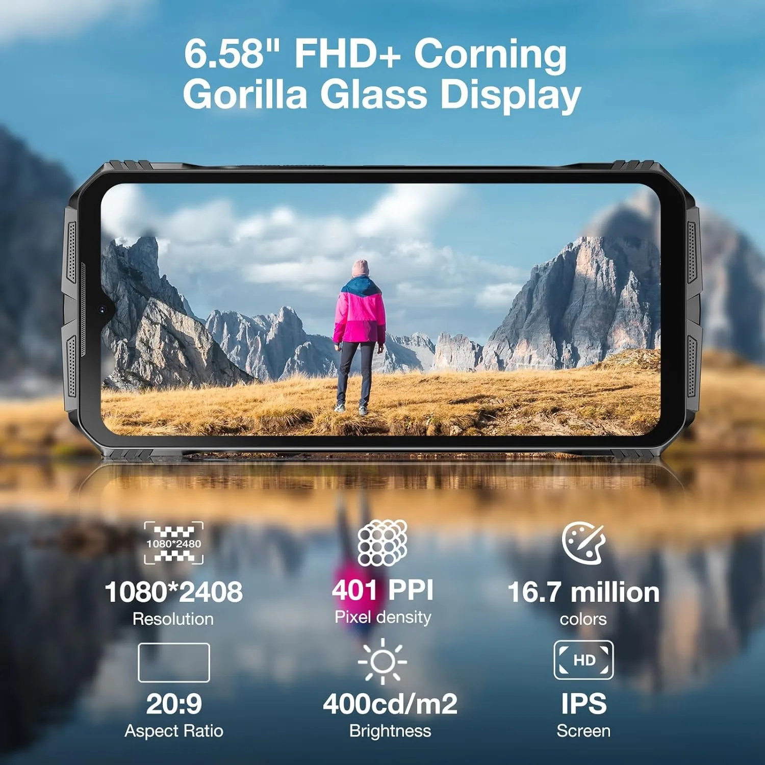 DOOGEE S Cyber Rugged Smartphone Android 14, 10800mAh Battery Rugged Phone, 20GB RAM   256 ROM Outdoor Waterproof Unlocked Phone, 6.58" FHD IPS Waterdrop Screen, 50MP AI Camera/Dual SIM/OTG/GPS,Red