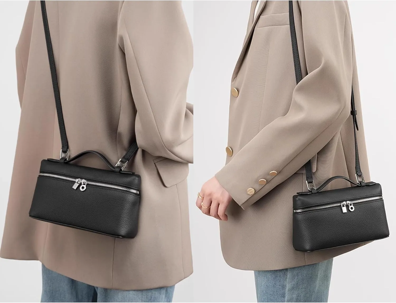 DORIS&JACKY Small Leather Crossbody Bag for Women Designer Mini Top Handle Phone Pouch Bag with Adjustable Shoulder Strap