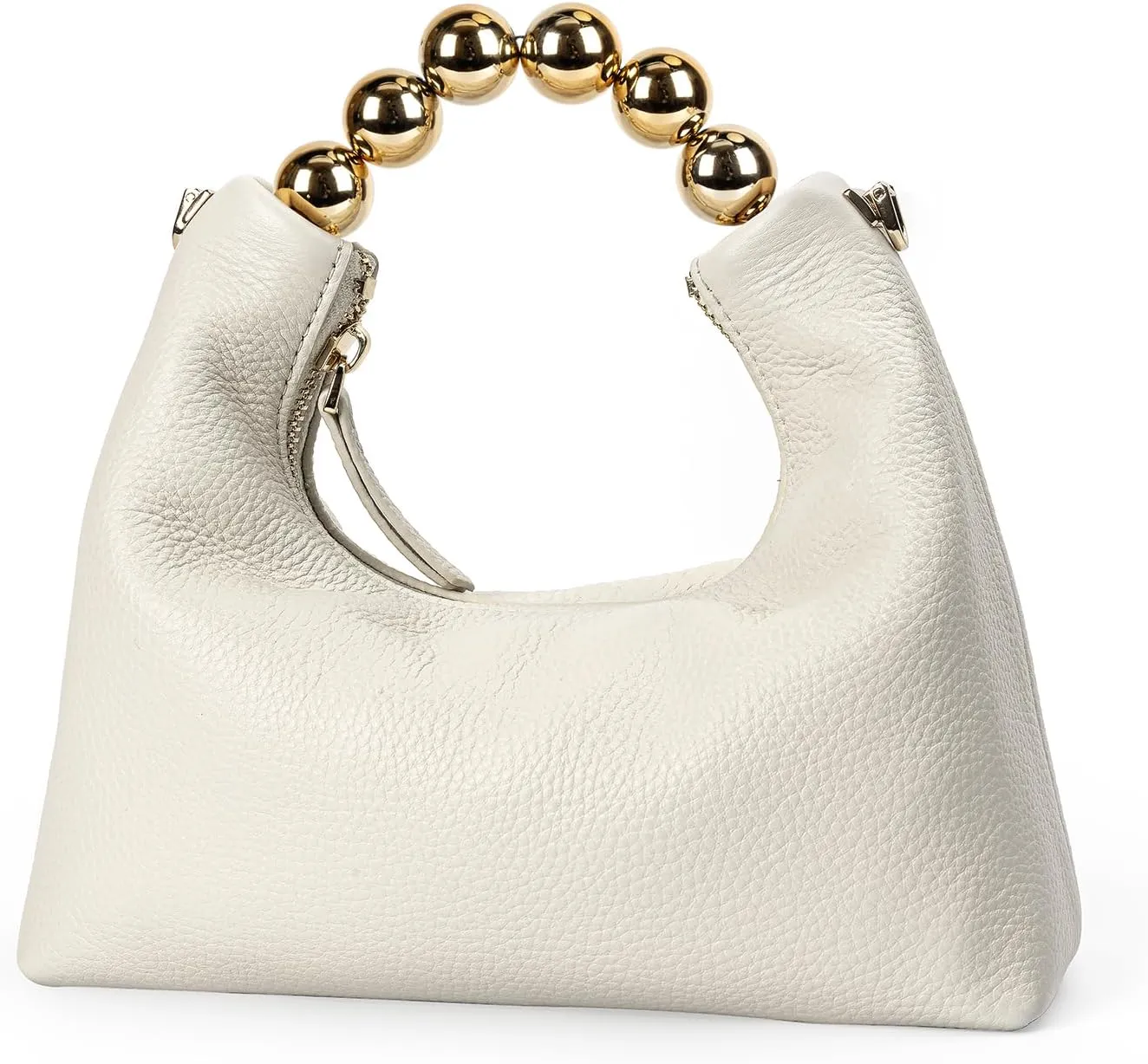 DORIS&JACKY Small Top Handle Clutch Bag Women Designer Goatskin Crossbody Purse With Pearl Handle And Detachable Metal Chain