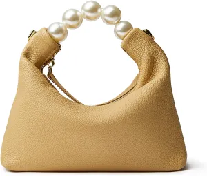 DORIS&JACKY Small Top Handle Clutch Bag Women Designer Goatskin Crossbody Purse With Pearl Handle And Detachable Metal Chain