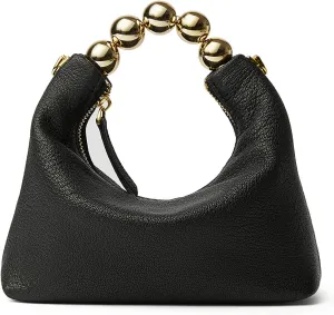 DORIS&JACKY Small Top Handle Clutch Bag Women Designer Goatskin Crossbody Purse With Pearl Handle And Detachable Metal Chain