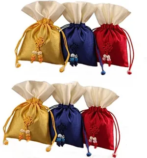 Double Layer Korean Version Design Drawstring Bag Jewelry Pouch Coin Bags : 6 pcs/Set(HB)