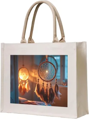 Dream Catcher Print 3D Canvas Handbags - Hot Stamping,Grocery Shopping,Washable Canvas Bags With Handles