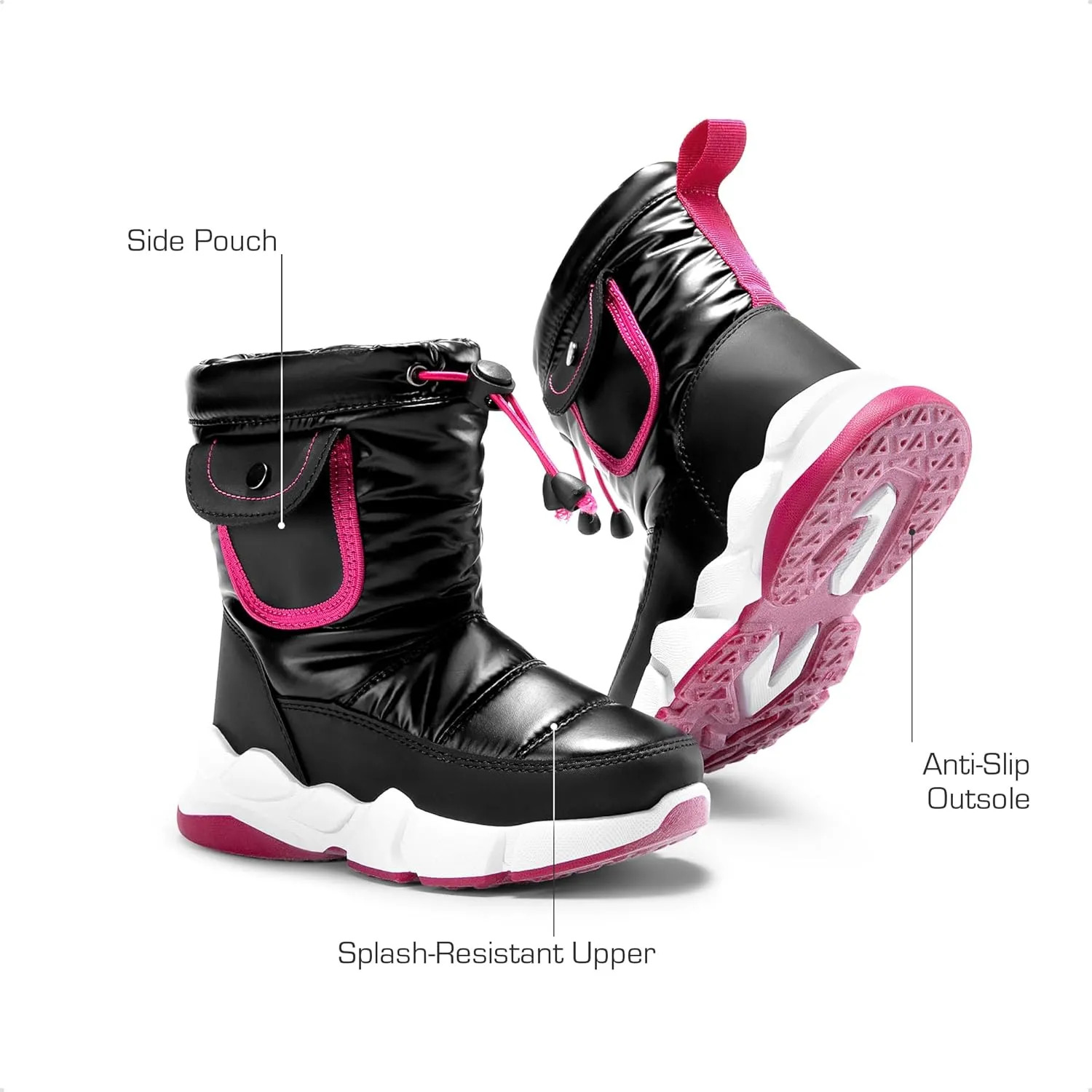 DREAM PAIRS Boys Girls Snow Boots Water Resistant Non-Slip Mid Calf Lightweight Athletic Outdoor Warm Winter Shoes for Little/Big Kids