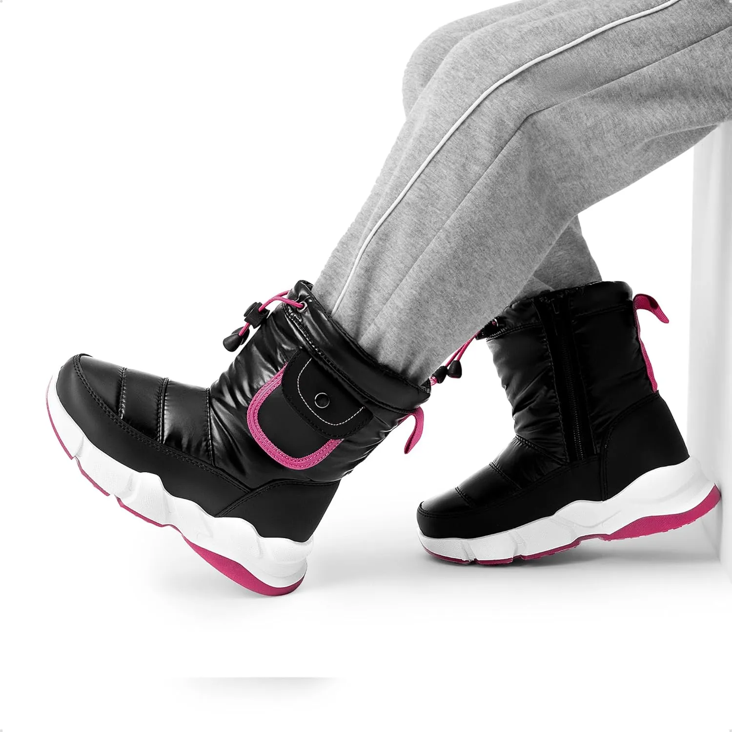 DREAM PAIRS Boys Girls Snow Boots Water Resistant Non-Slip Mid Calf Lightweight Athletic Outdoor Warm Winter Shoes for Little/Big Kids