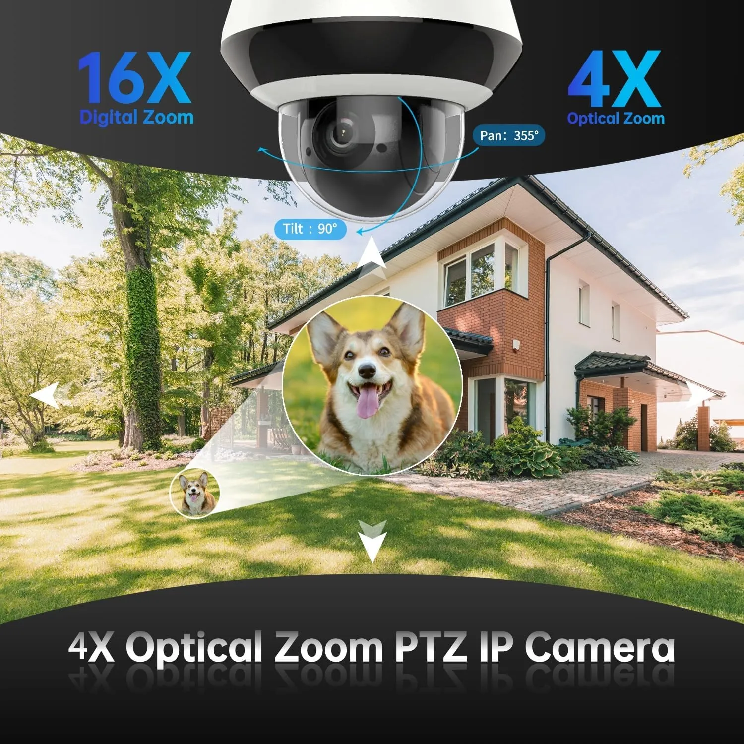 DS-2DE2A404IW-DE3 Hik 4MP PTZ IP Camera, Outdoor Indoor PoE PTZ Network Camera with 4X Optical Zoom, 16X Digital Zoom, DarkFighter, Compatible with Hik NVR/Hik-Connect APP, IR 65ft Night Vision