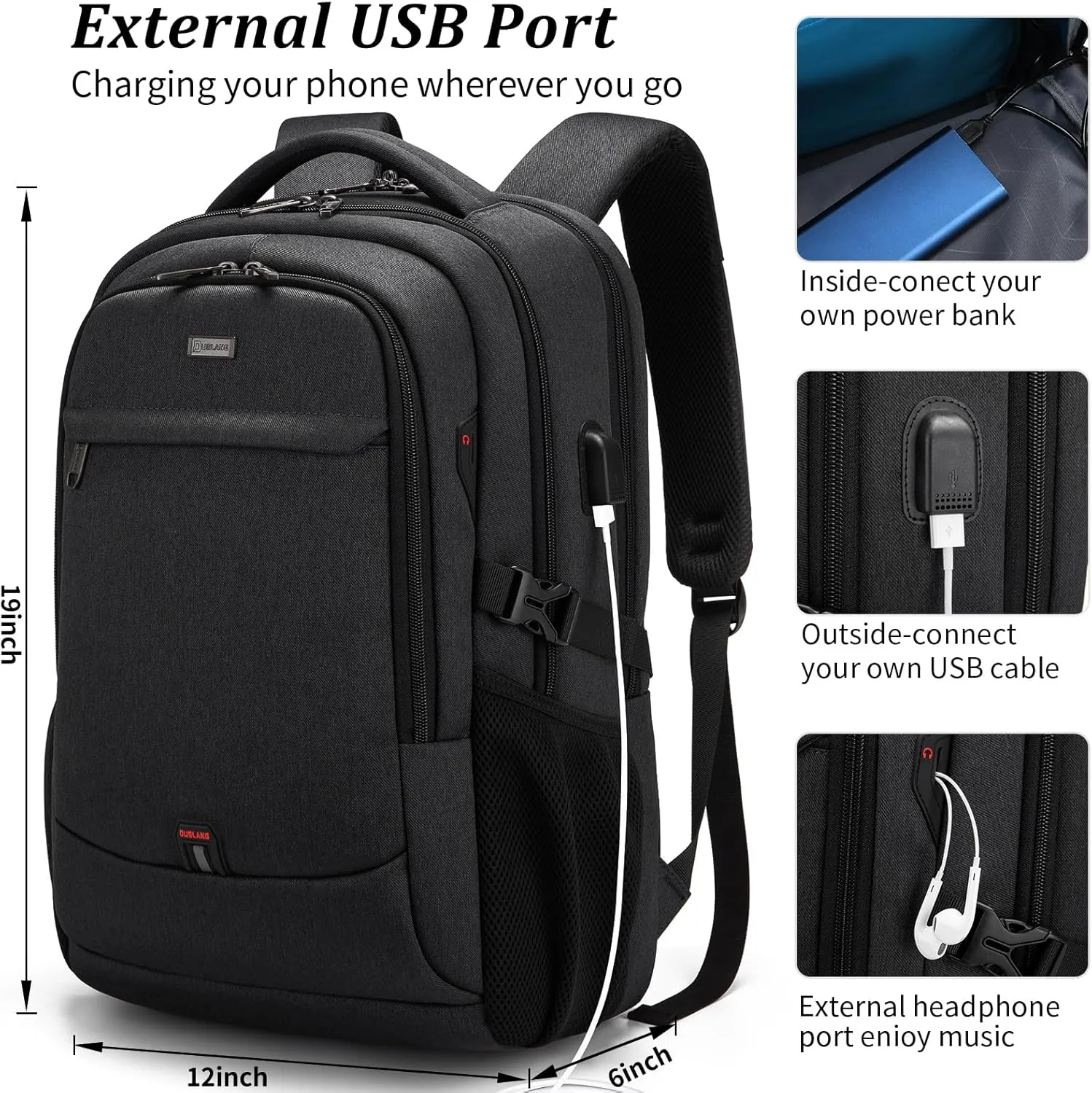 DUSLANG 17 Inch Laptop Backpack for Travel Water Resistant College Backpack for Women Laptop Bag with USB Charging Port,Beige A