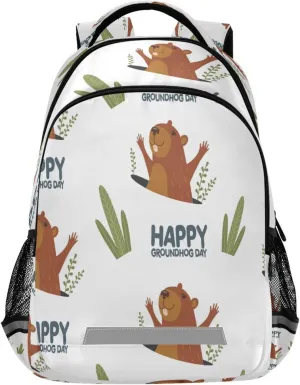Dussdil Groundhogs Burrow Leaves Kids Backpack Backpacks for Boys Girls, 16 inch Casual Daypack Back Pack Laptop Bag Double Zipper Travel Bags with Adjustable Shoulder Strap