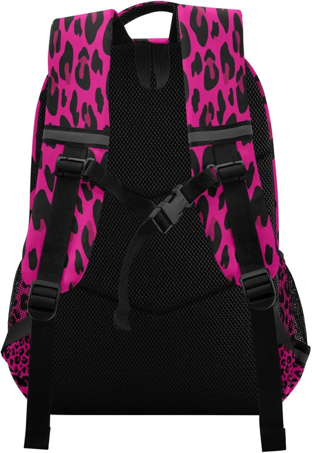 Dussdil Hot Pink Leopard Cheetah Custom Name Kid's Backpack Backpacks for Boys Girls 16 inch Casual Daypack Back Pack Laptop Bag Double Zipper Bags