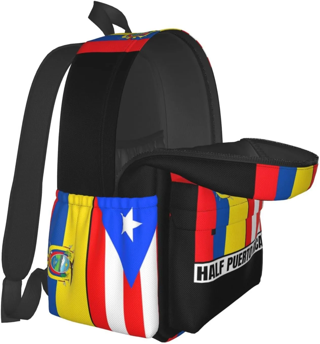 Ecuadorian Puerto Rican Ecuador Puerto Rico Flag Laptop Commuter Backpack Shoulder Bag Casual Back Pack Daypack Bags With Side Pockets For Work Travel Daily Use