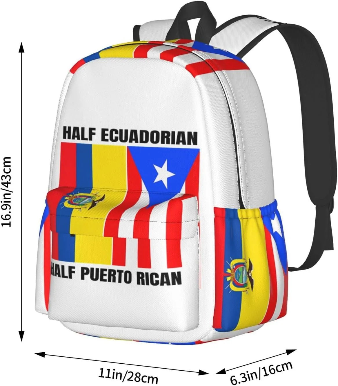 Ecuadorian Puerto Rican Ecuador Puerto Rico Flag Laptop Commuter Backpack Shoulder Bag Casual Back Pack Daypack Bags With Side Pockets For Work Travel Daily Use