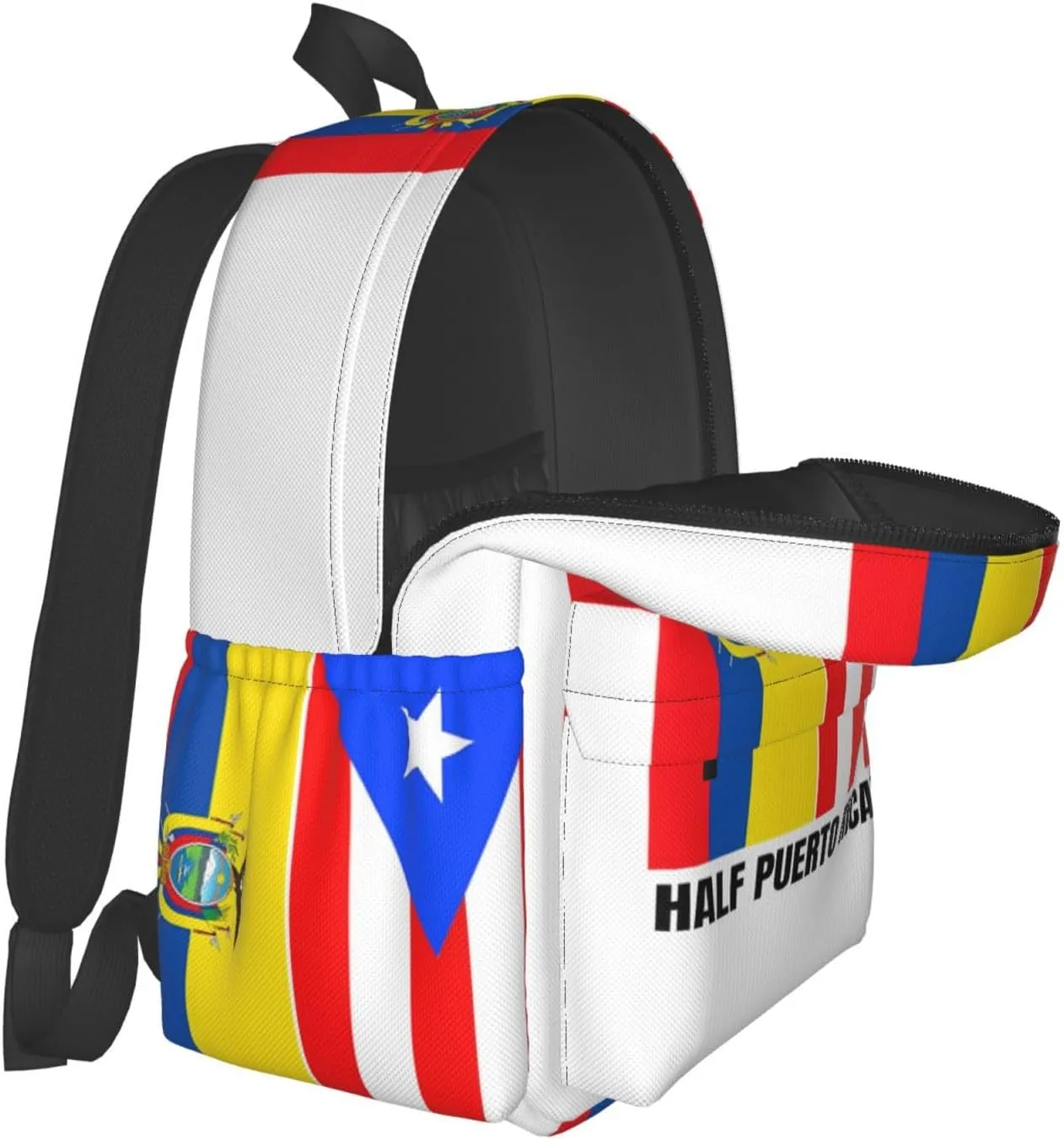 Ecuadorian Puerto Rican Ecuador Puerto Rico Flag Laptop Commuter Backpack Shoulder Bag Casual Back Pack Daypack Bags With Side Pockets For Work Travel Daily Use