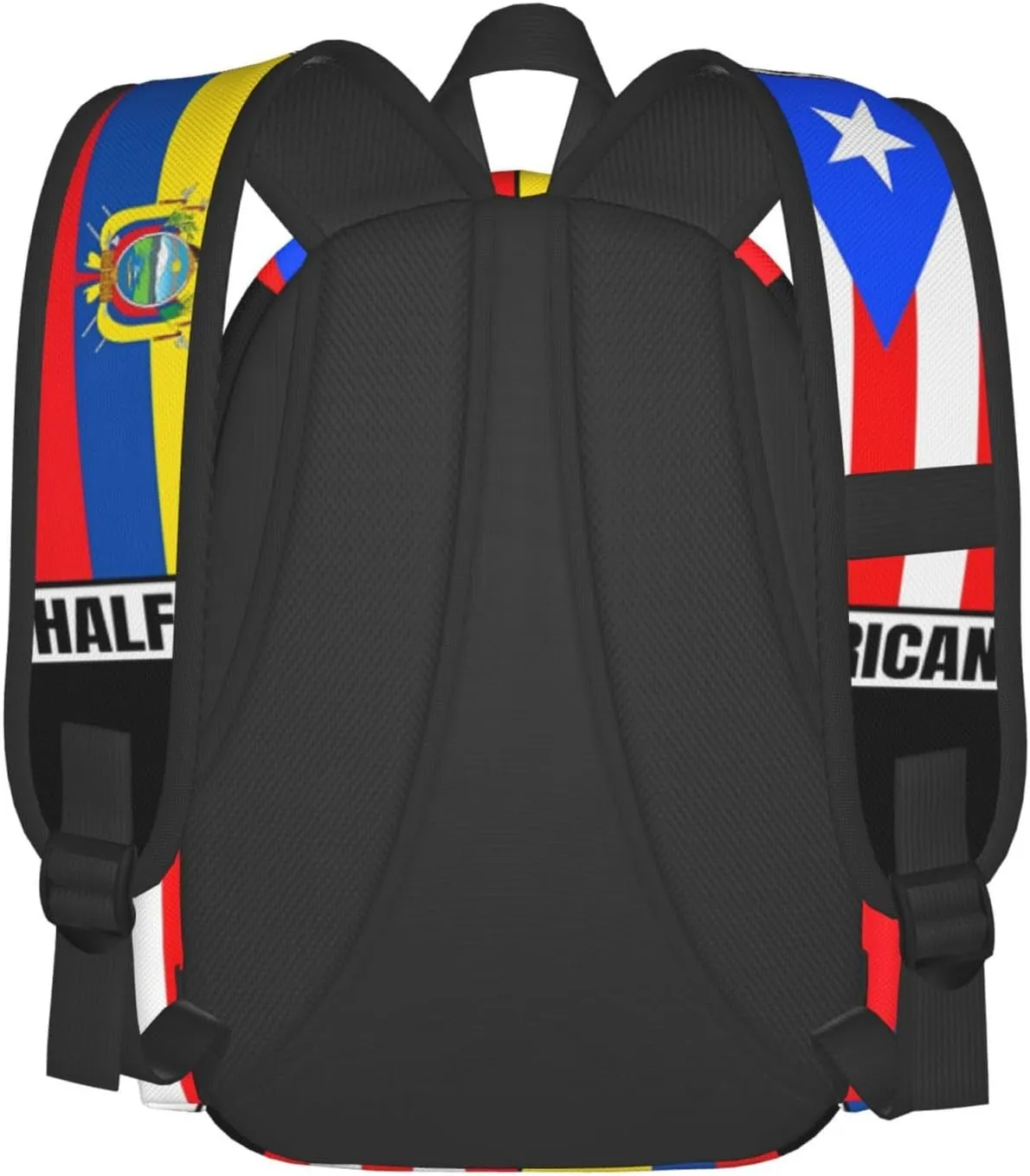 Ecuadorian Puerto Rican Ecuador Puerto Rico Flag Laptop Commuter Backpack Shoulder Bag Casual Back Pack Daypack Bags With Side Pockets For Work Travel Daily Use