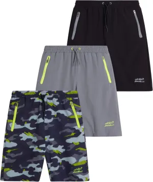 Eddie Bauer Boys' Active Shorts - 3 Pack Quick Dry Athletic Shorts - Hybrid Mesh Performance Shorts for Boys (4-16)