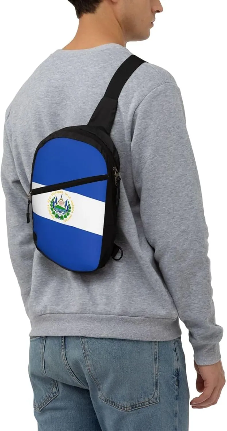 El Salvador Flag Crossbody Bag Portable Sling Bags Foldable Chest Daypack Reusable Sports Shoulder Backpack Diagonally Casual Rucksack Travel Bag