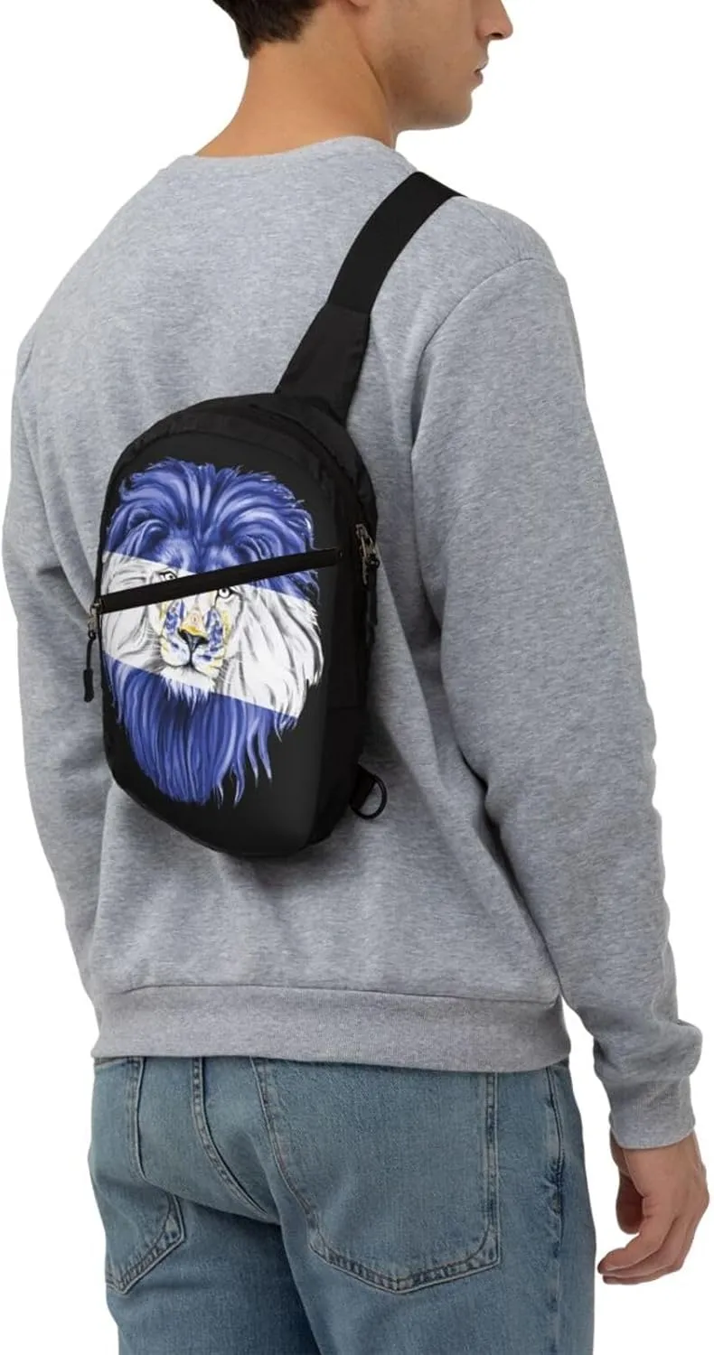 El Salvador Flag Salvadoran Lion Crossbody Bag Portable Sling Bags Foldable Chest Daypack Reusable Sports Shoulder Backpack Diagonally Casual Rucksack Travel Bag