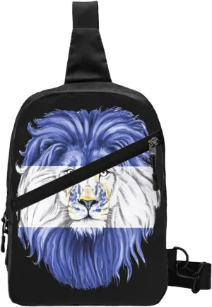 El Salvador Flag Salvadoran Lion Crossbody Bag Portable Sling Bags Foldable Chest Daypack Reusable Sports Shoulder Backpack Diagonally Casual Rucksack Travel Bag