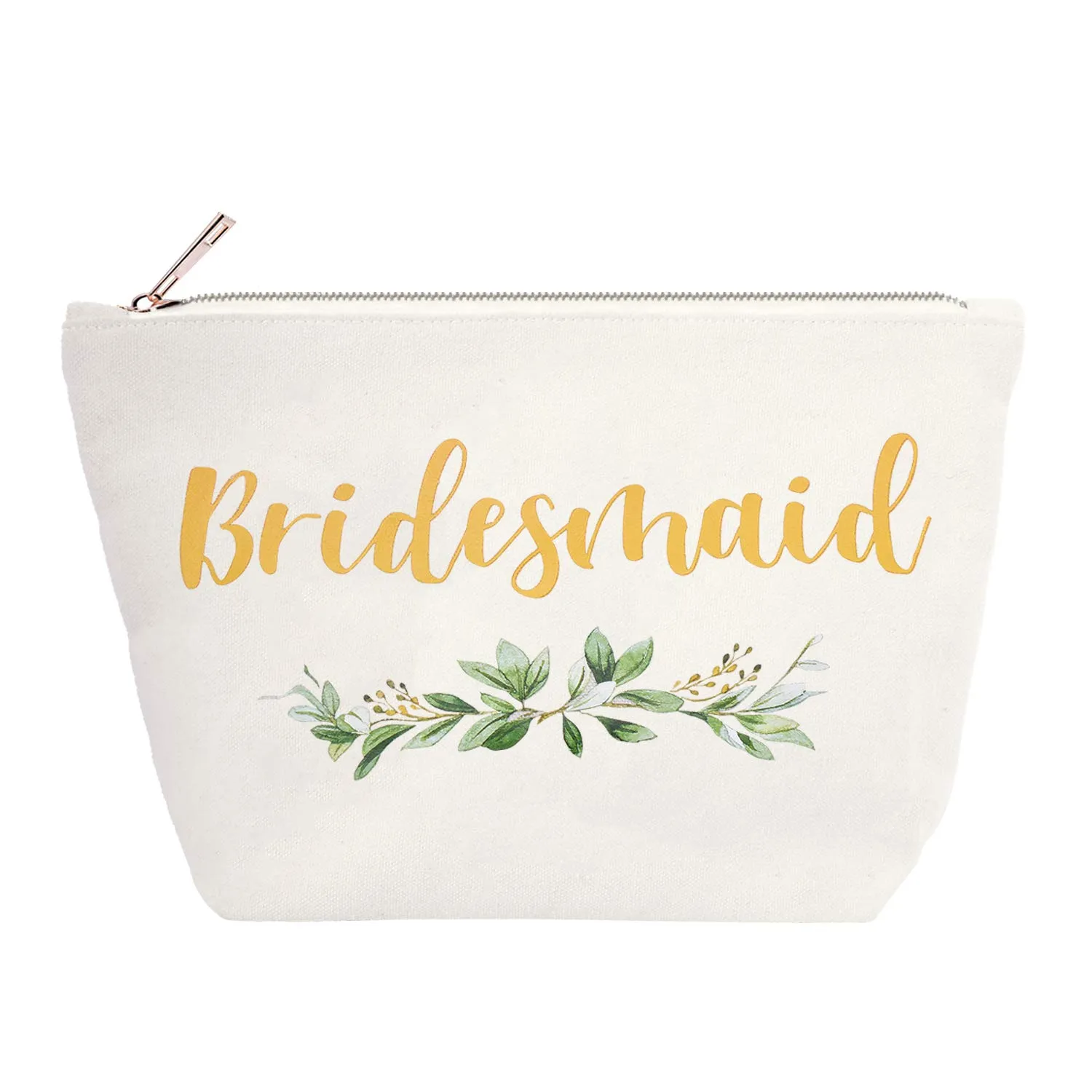 ELEGANTPARK Bridesmaid Gifts Bridesmaid Makeup Bag Wedding Party Cosmetic Bag Bridal Shower Gifts Canvas Gold Script