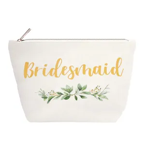 ELEGANTPARK Bridesmaid Gifts Bridesmaid Makeup Bag Wedding Party Cosmetic Bag Bridal Shower Gifts Canvas Gold Script