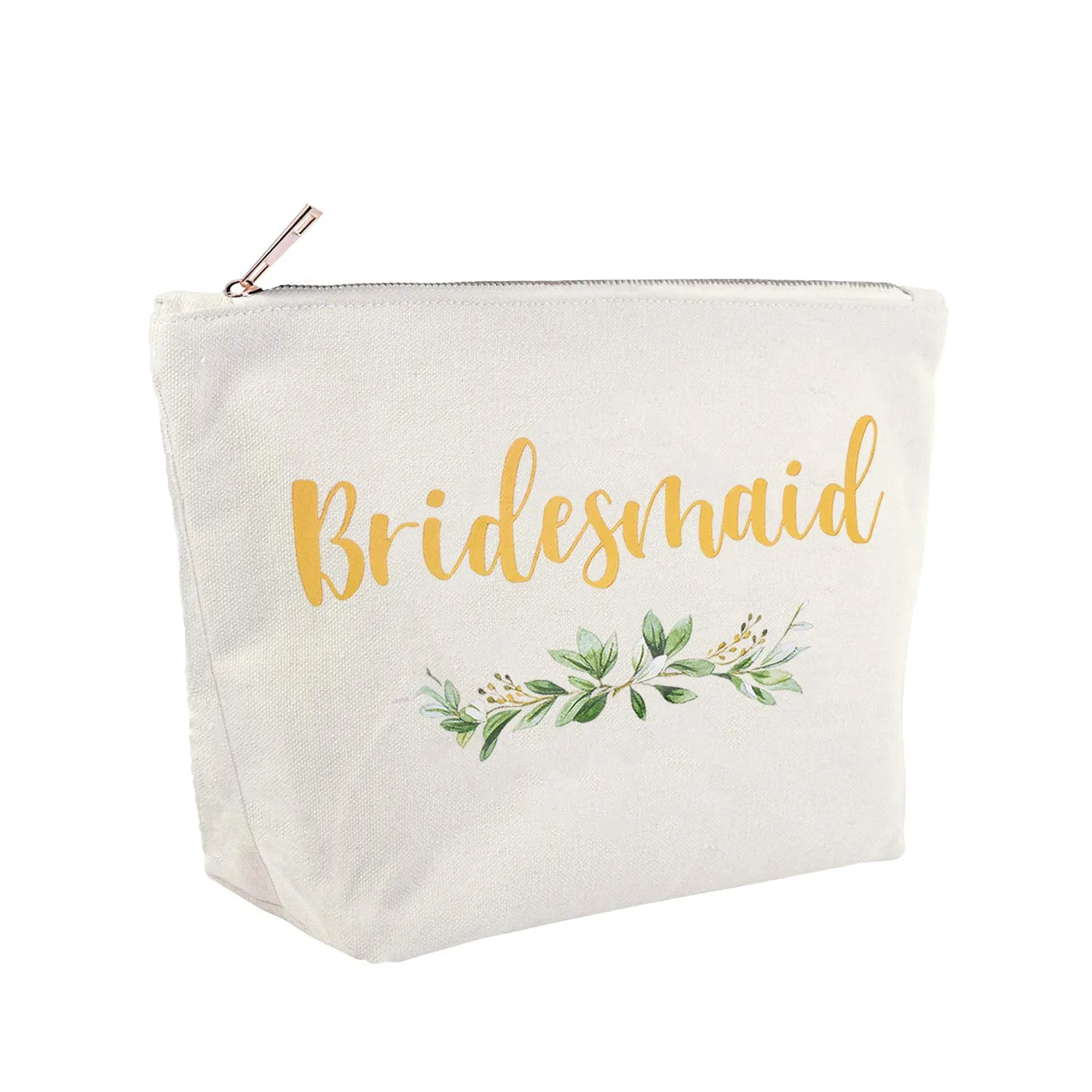 ELEGANTPARK Bridesmaid Gifts Bridesmaid Makeup Bag Wedding Party Cosmetic Bag Bridal Shower Gifts Canvas Gold Script