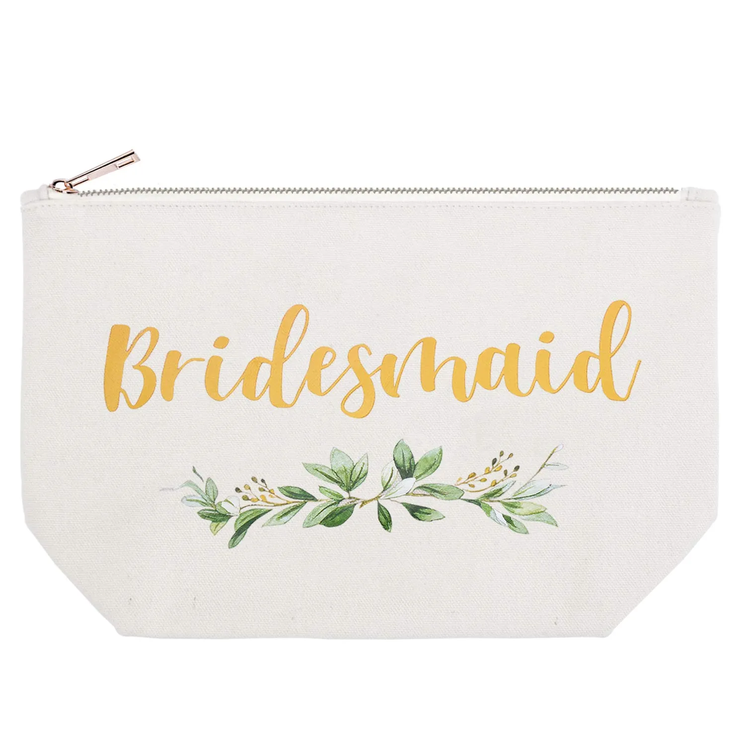 ELEGANTPARK Bridesmaid Gifts Bridesmaid Makeup Bag Wedding Party Cosmetic Bag Bridal Shower Gifts Canvas Gold Script