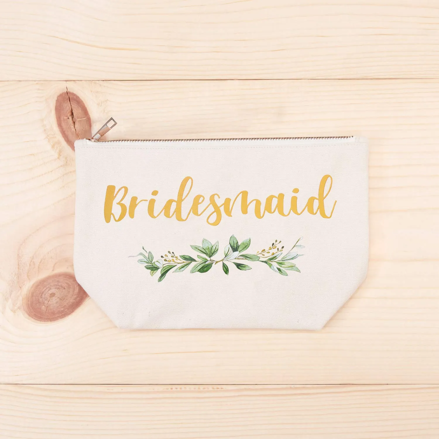 ELEGANTPARK Bridesmaid Gifts Bridesmaid Makeup Bag Wedding Party Cosmetic Bag Bridal Shower Gifts Canvas Gold Script