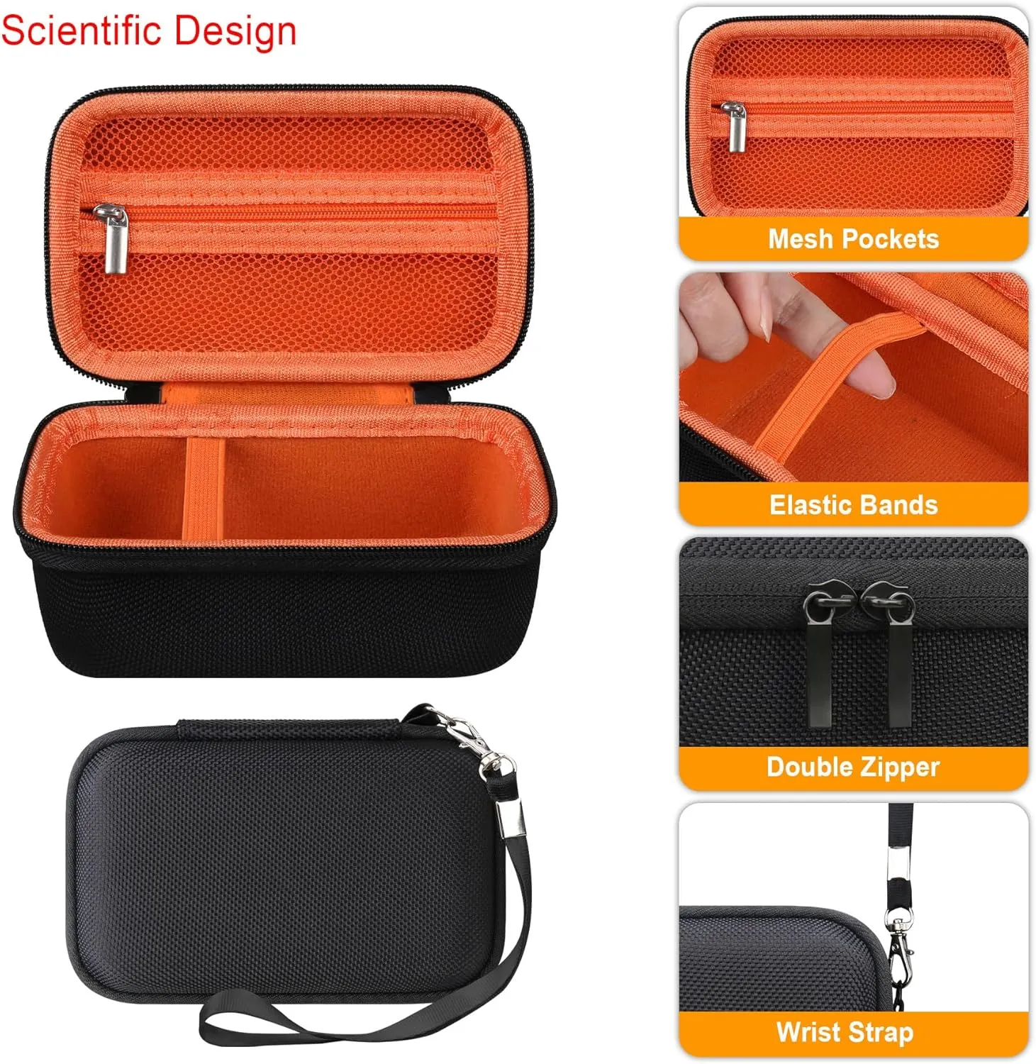 Elonbo Carrying Case for Sony ZV-1F/ ZV-1 II/ZV-1 Vlog Digital Camera for Content Creators, Sony ZV1 Vlogging Camera Hard Travel Bag, Mesh Pocket fits Battery Card Reader Cable, Black Orange