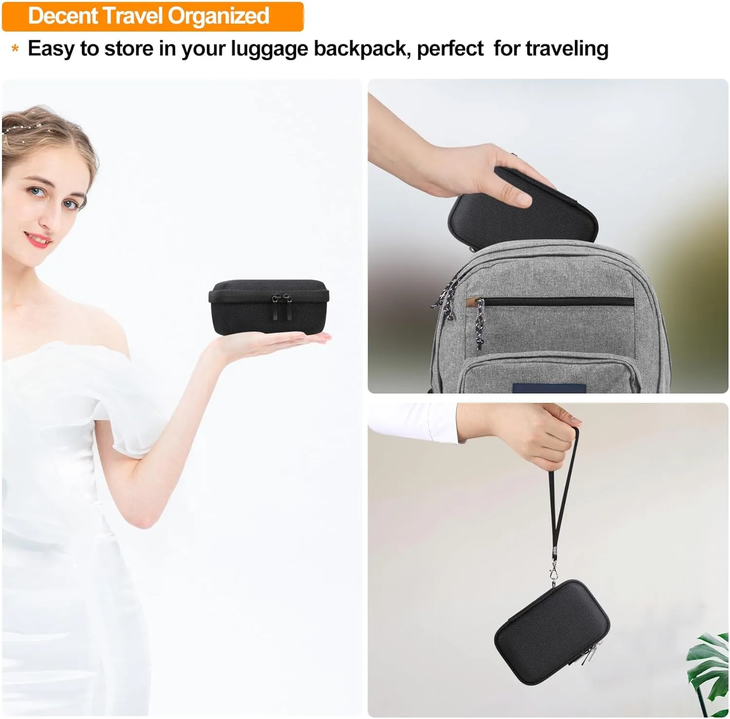 Elonbo Carrying Case for Sony ZV-1F/ ZV-1 II/ZV-1 Vlog Digital Camera for Content Creators, Sony ZV1 Vlogging Camera Hard Travel Bag, Mesh Pocket fits Battery Card Reader Cable, Black Orange