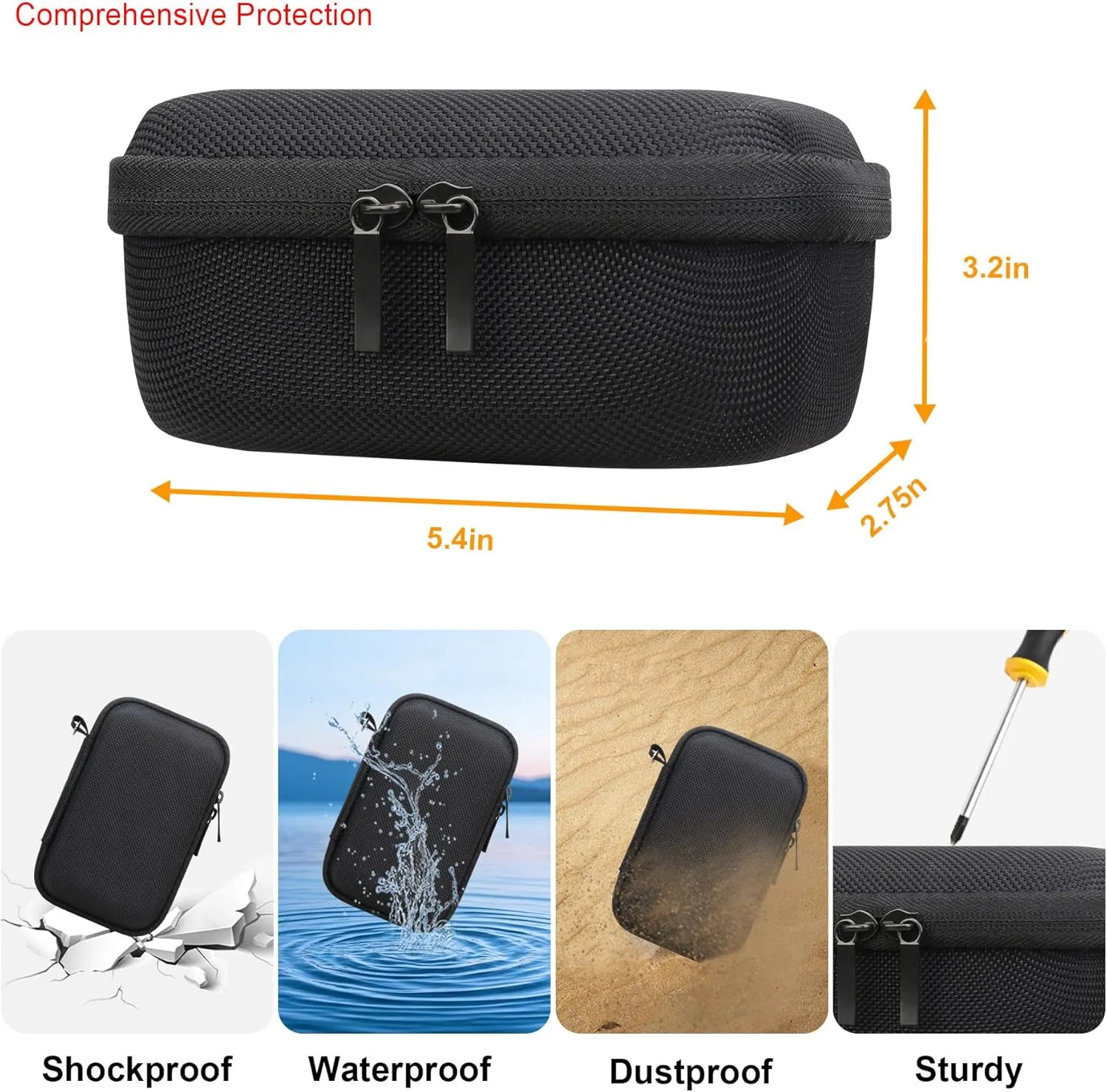 Elonbo Carrying Case for Sony ZV-1F/ ZV-1 II/ZV-1 Vlog Digital Camera for Content Creators, Sony ZV1 Vlogging Camera Hard Travel Bag, Mesh Pocket fits Battery Card Reader Cable, Black Orange