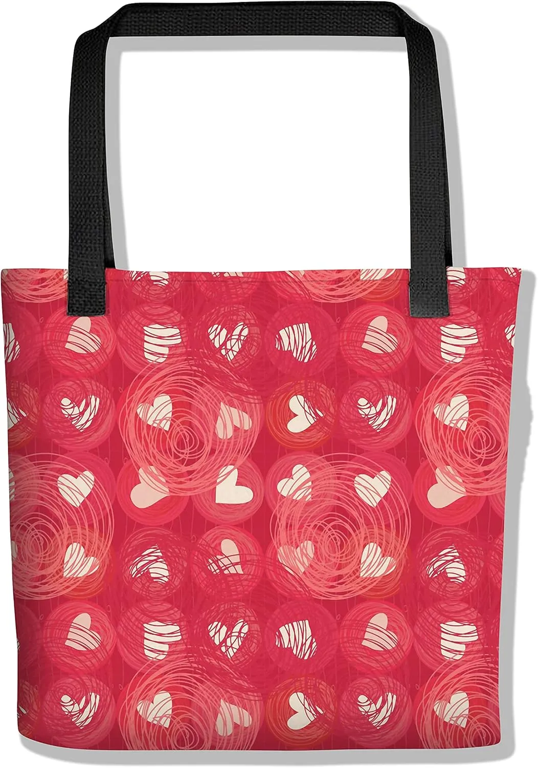 eloria Tote Bag Hearts Printed Design Cotton Canvas Fabric Hand Bag