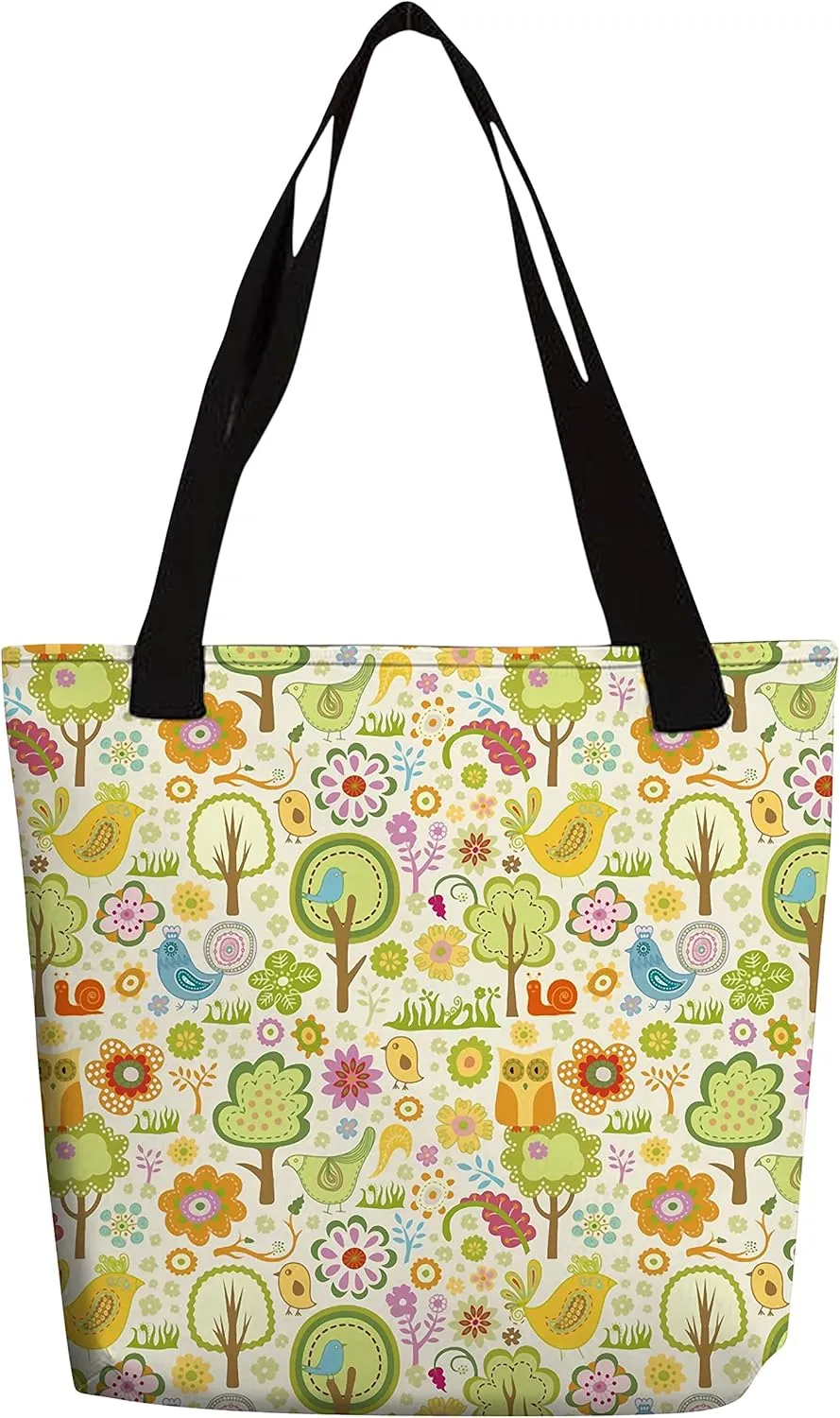 eloria Tote Bag Trees Designer Printed Cotton Canvas Fabric Hand Bag