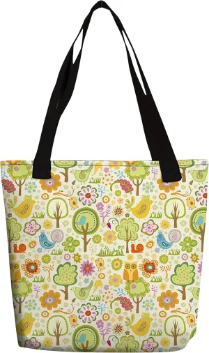 eloria Tote Bag Trees Designer Printed Cotton Canvas Fabric Hand Bag