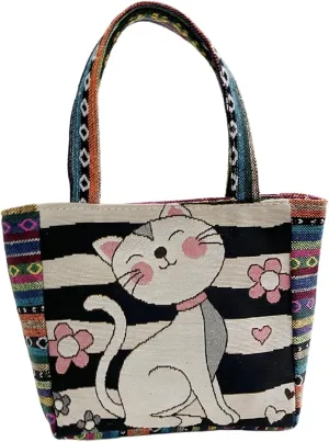 Embroidered canvas handbag, hand-held bag, casual work small shoulder bag