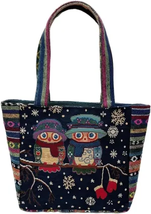 Embroidered canvas handbag, hand-held bag, casual work small shoulder bag