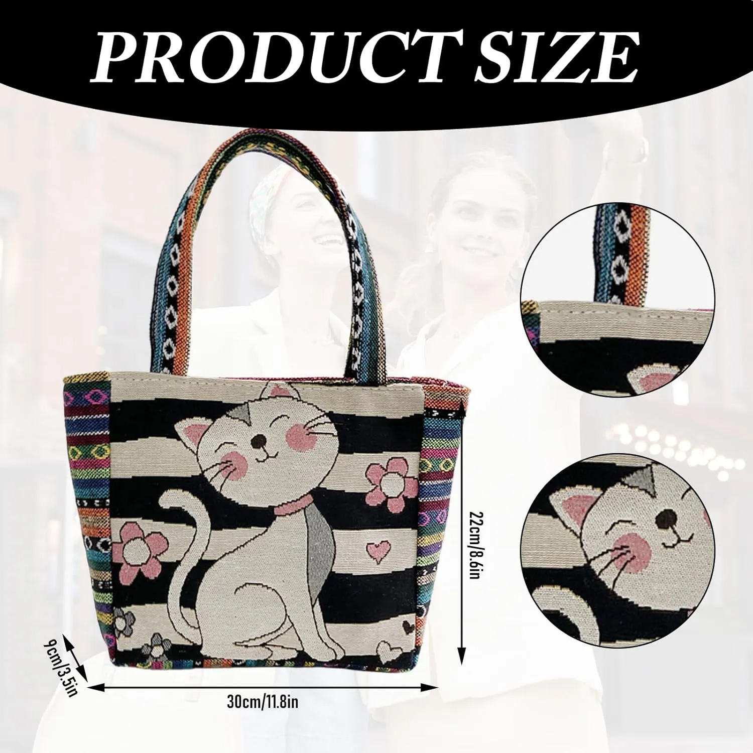 Embroidered canvas handbag, hand-held bag, casual work small shoulder bag