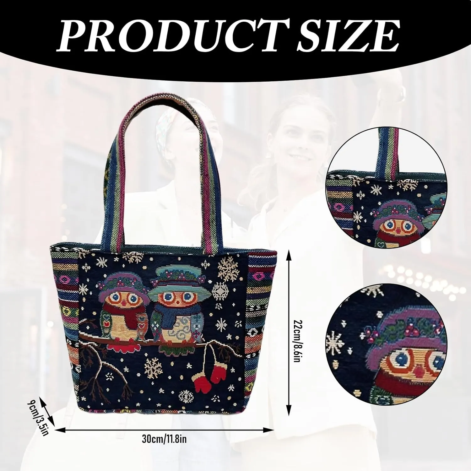 Embroidered canvas handbag, hand-held bag, casual work small shoulder bag