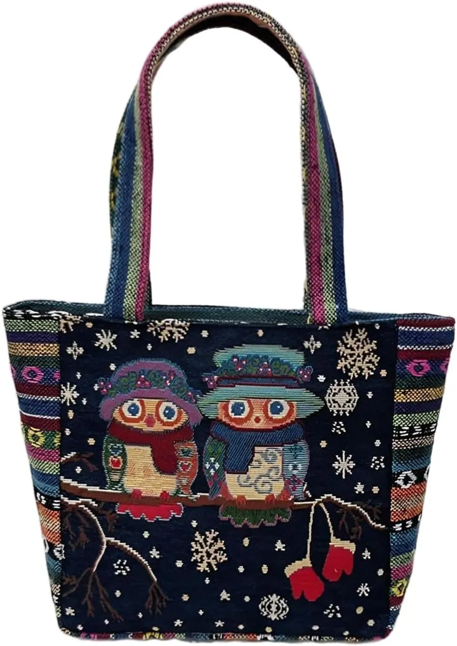 Embroidered canvas handbag, hand-held bag, casual work small shoulder bag