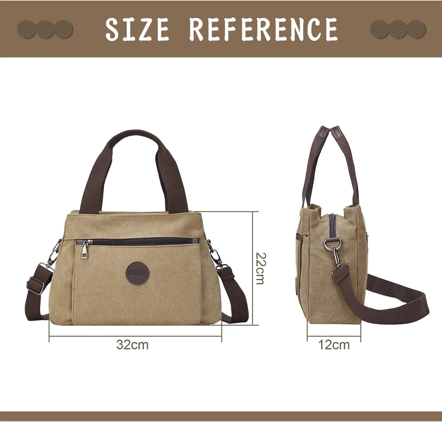 Emprier Women's Vintage Canvas Hobo Handbags Work Shoulder Crossbody Bag Tote Purses Multi-pocket Handbags