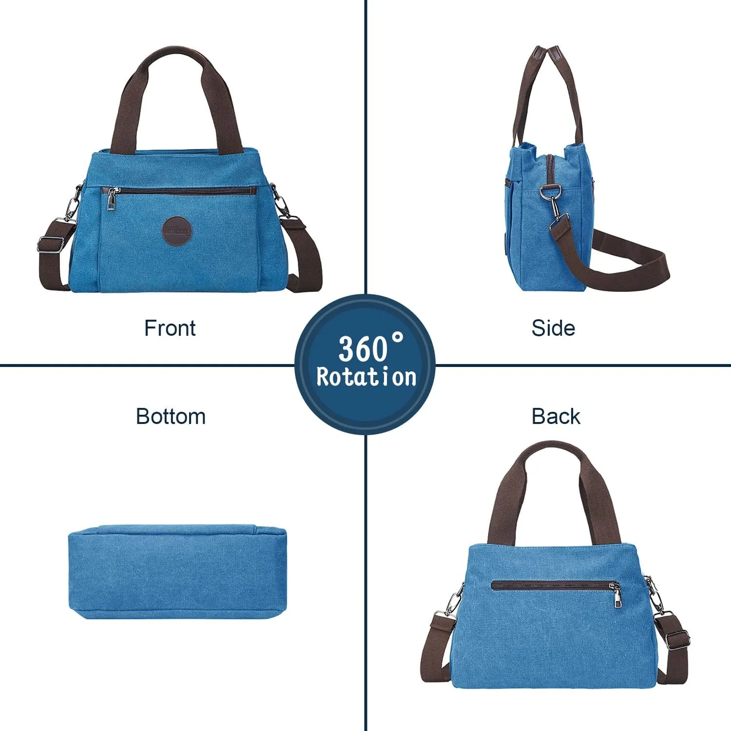 Emprier Women's Vintage Canvas Hobo Handbags Work Shoulder Crossbody Bag Tote Purses Multi-pocket Handbags