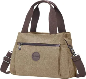 Emprier Women's Vintage Canvas Hobo Handbags Work Shoulder Crossbody Bag Tote Purses Multi-pocket Handbags