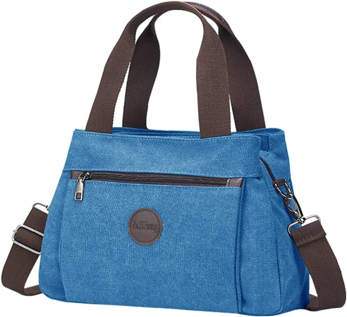 Emprier Women's Vintage Canvas Hobo Handbags Work Shoulder Crossbody Bag Tote Purses Multi-pocket Handbags