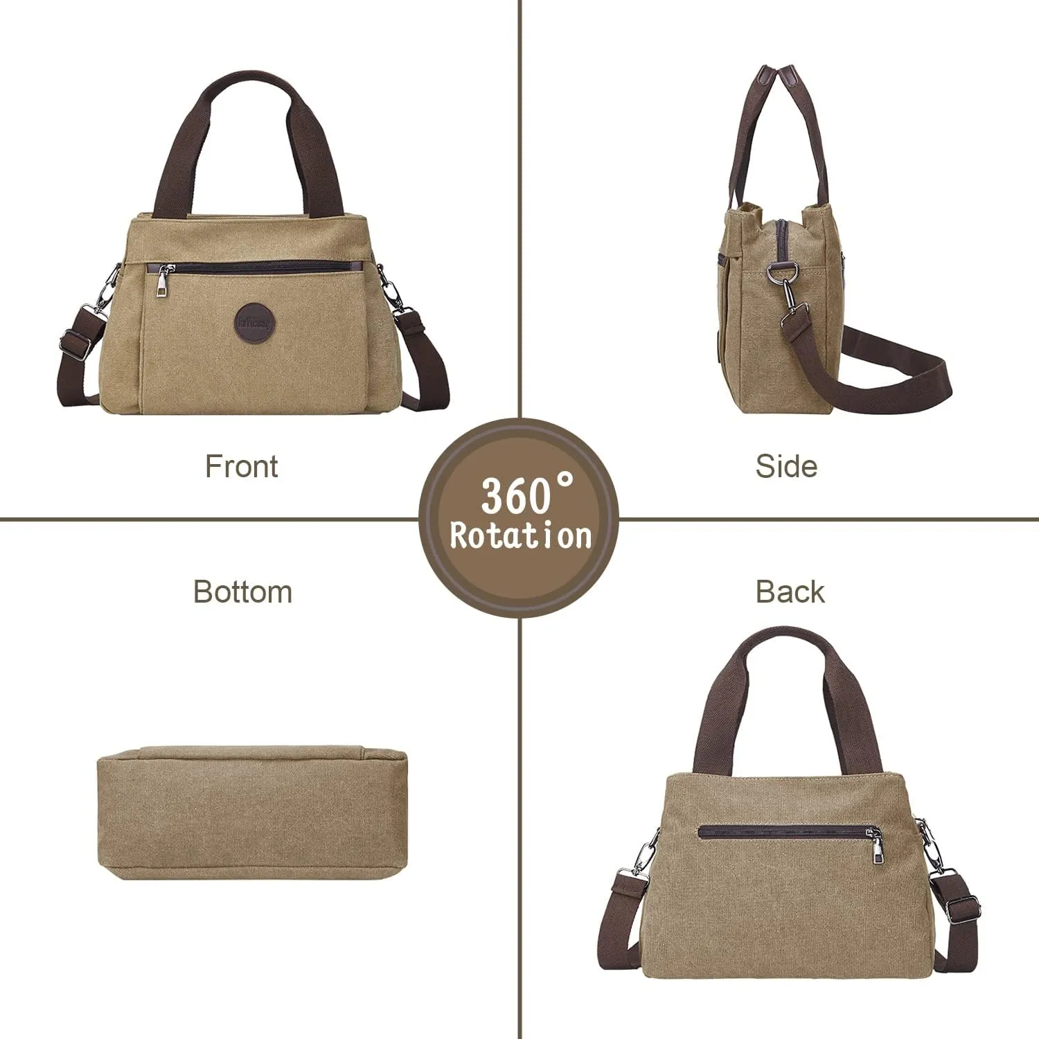 Emprier Women's Vintage Canvas Hobo Handbags Work Shoulder Crossbody Bag Tote Purses Multi-pocket Handbags