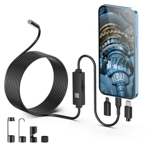 Endoscope Camera with Light,1920P HD Borescope Tools with 8 Adjustable LED Lights, Endoscope with Semi-Rigid Snake Camera, IP67 Waterproof Inspection Borescope for iOS and Android-32.8ft Single Lens