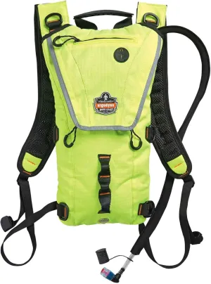 Ergodyne Chill-Its 5156 Hydration Backpack with Storage, Low Profile Pack, High Visibility Reflective, 3 Liter Bladder, Breakaway Shoulder Straps,Lime