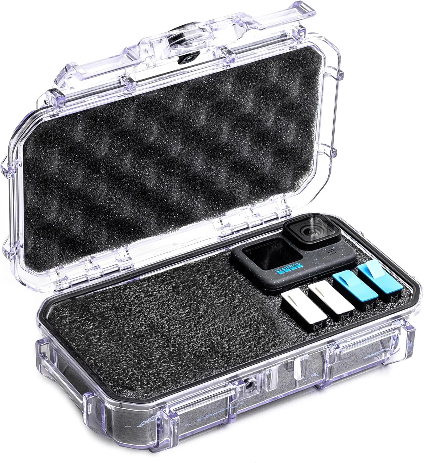 Evergreen ToughBox Tech Organizer – For Camera, Cables, Hard Drives, Compatible with GoPro etc. (Medium, PROFoam, Clear)